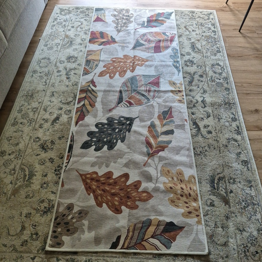 Ruggable 2.5x7 Hallway Runner Rug Cover Fall Autumn Leaves Washable
